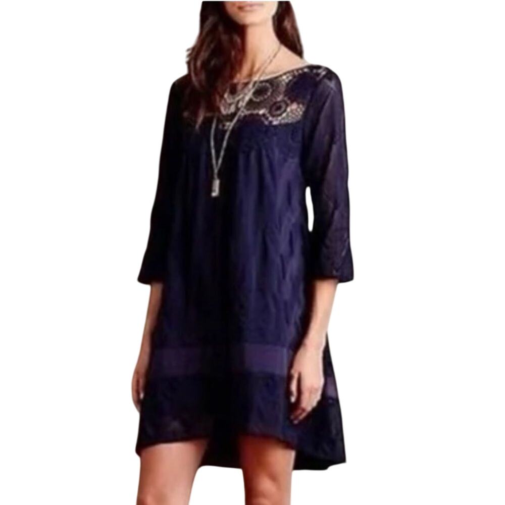 HOLDING HORSES Blue Laced Augusta Dress from Anthropologie, Size Large